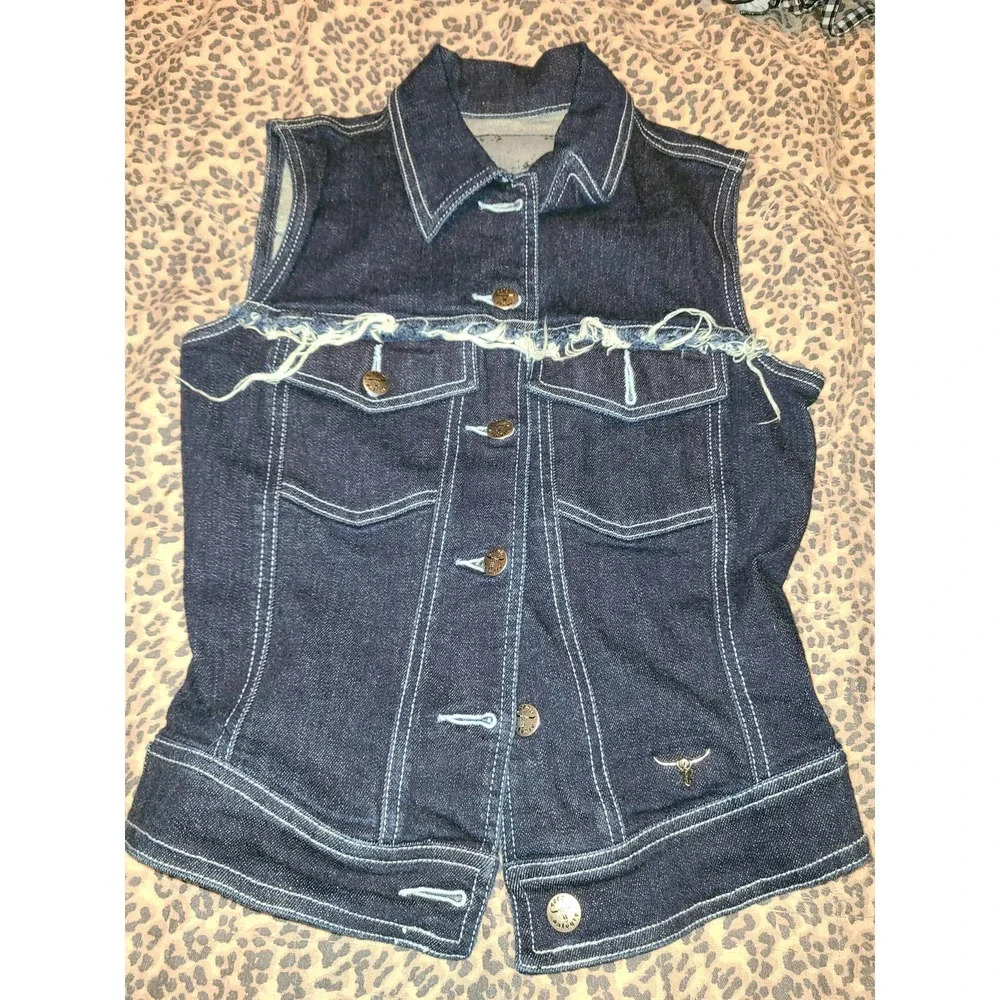 Sergio Valente Denim Jacket Vest Women's Size Small Cotton Flap Pockets (EE)
